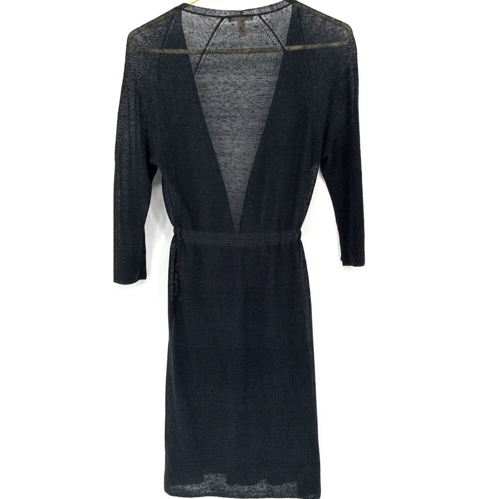 Eileen Fisher Oversized Sz XXS Open Belted Brown Organic Linen Pockets Duster - Picture 6 of 11